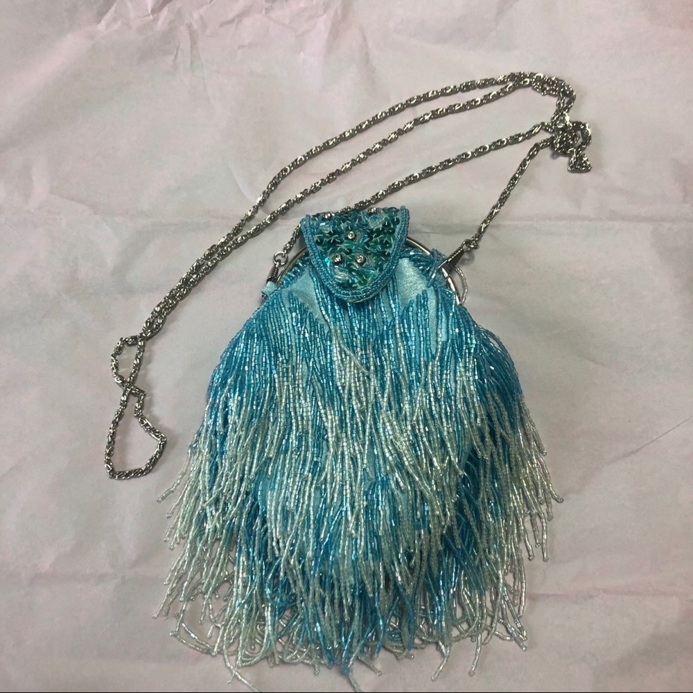 Blue Beaded Clutch